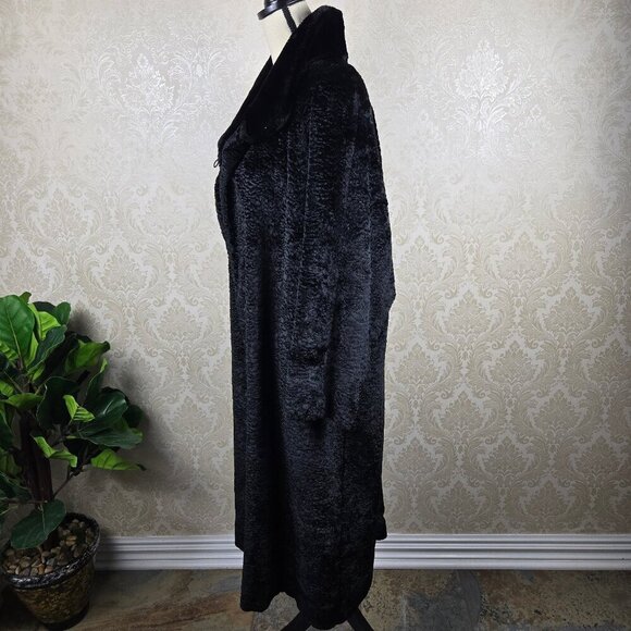 Vintage Dasco Sz 40 Black Faux Fur Long Coat Hook/Eye Closures Adjustable Collar - Picture 7 of 16